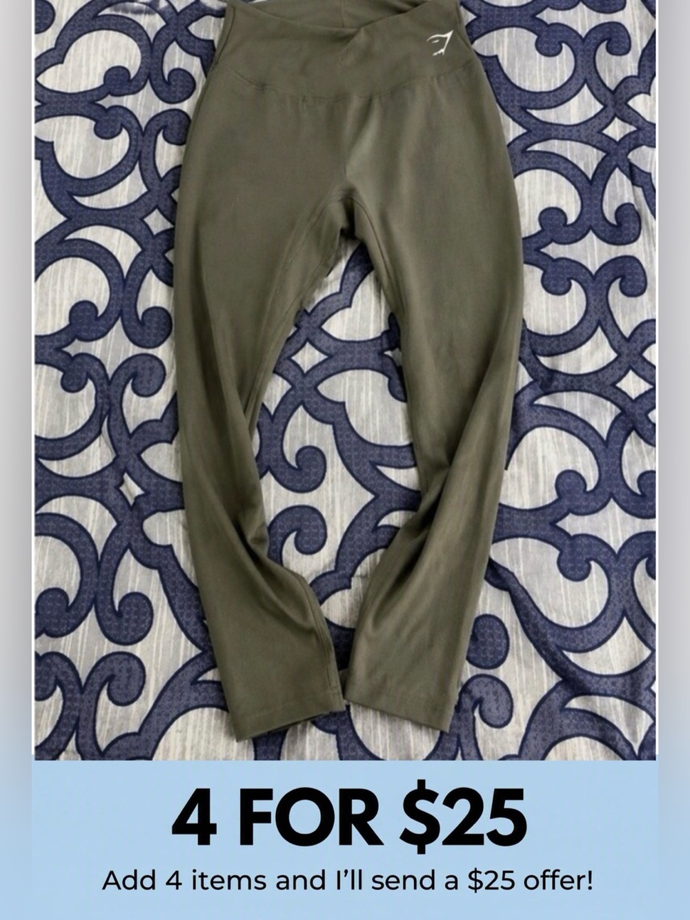 Gymshark Olive Green High-Waisted Performance Activewear Leggings Size Medium